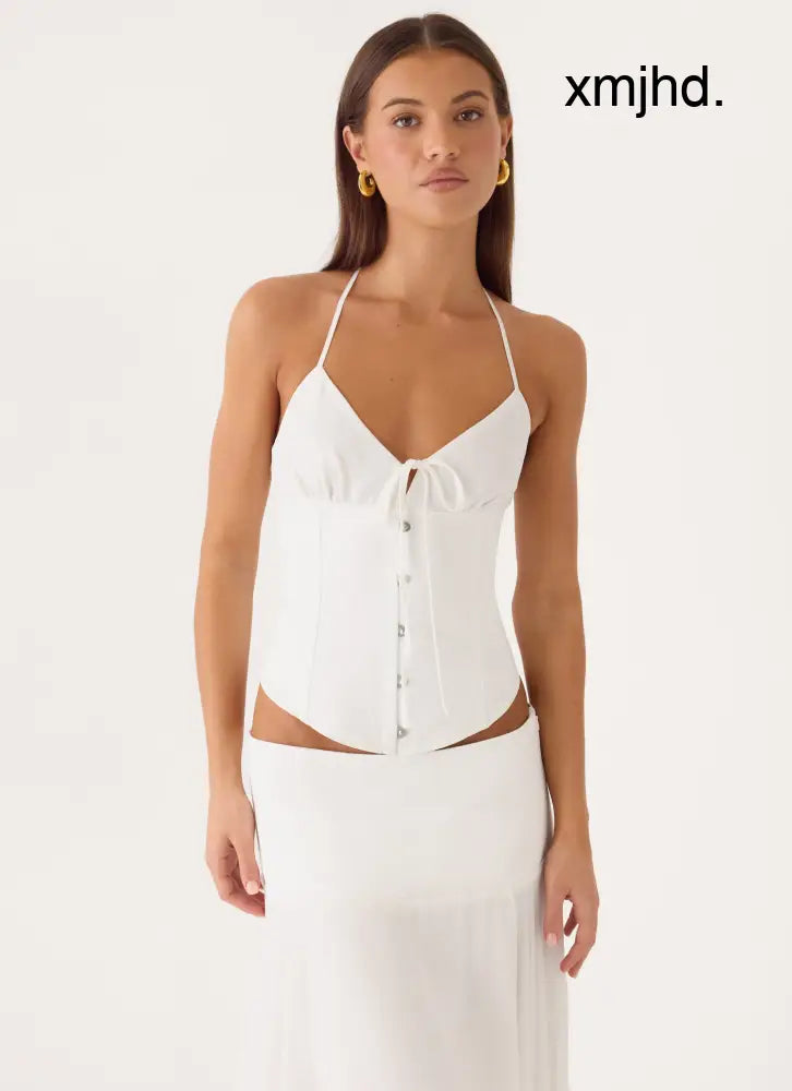 Madi Corset Top - White - Tops