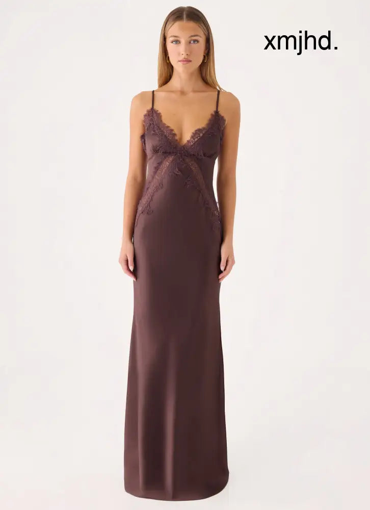 Winona Night Slip Dress - Chocolate - Maxi Dresses